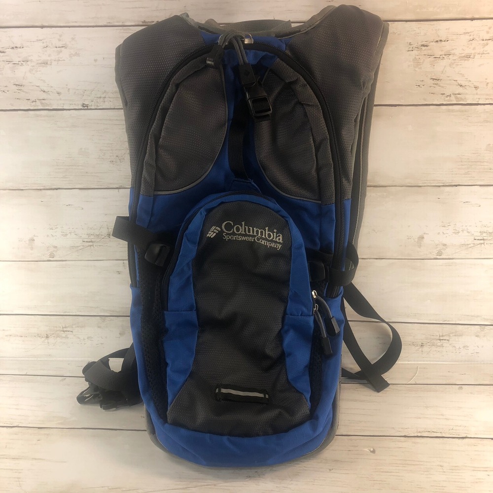 Columbia Sportswear Blue Grey Hydration Backpack Hiking Trail Daypack Adjustable